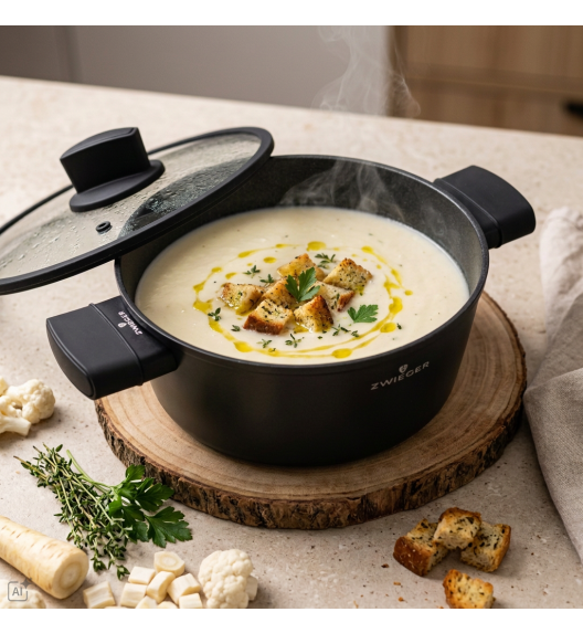 ZWIEGER VALVE Garnek 4,1 l z pokrywką 24 cm powłoka nieprzywierająca