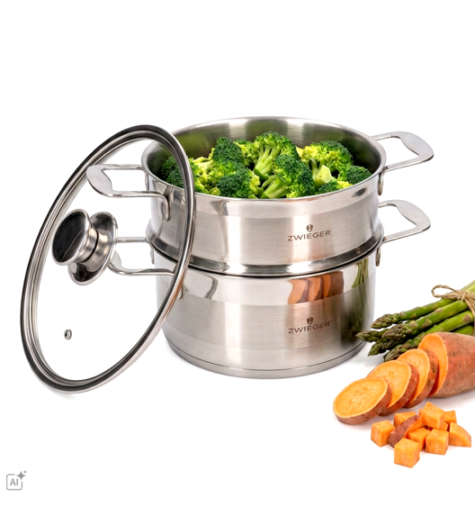 ZWIEGER CALDO Garnek 3,5 l do gotowania na parze z pokrywką 22 cm całostalowy