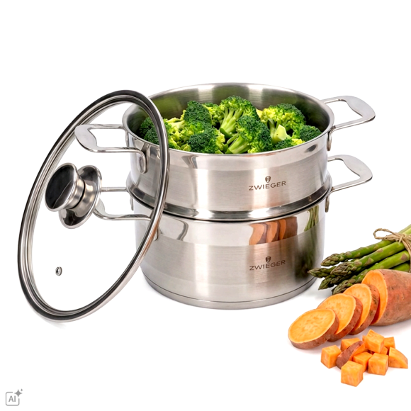 ZWIEGER CALDO Garnek 3,5 l do gotowania na parze z pokrywką 22 cm całostalowy