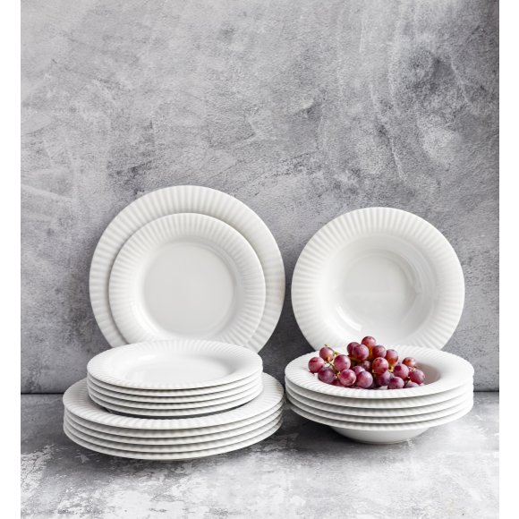 LUBIANA DAISY ROYAL Serwis obiadowy 6 osób / 18 elementów | biała porcelana