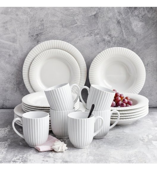 LUBIANA DAISY ROYAL Serwis obiadowy 6 osób / 24 elementy | biała porcelana