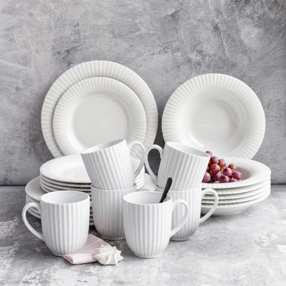 LUBIANA DAISY ROYAL Serwis obiadowy 18 osób / 72 elementy | biała porcelana