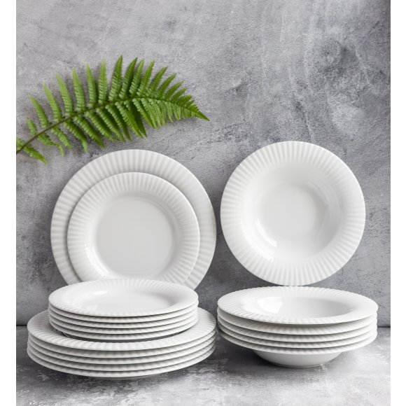 LUBIANA DAISY ROYAL Serwis obiadowo - kawowy 6 osób / 40 elementów | biała porcelana