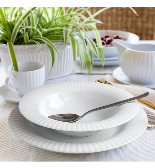 LUBIANA DAISY ROYAL Serwis obiadowo - kawowy 6 osób / 46 elementów | biała porcelana