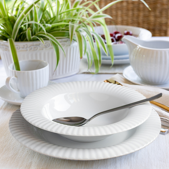LUBIANA DAISY ROYAL Serwis obiadowo - kawowy 6 osób / 46 elementów | biała porcelana