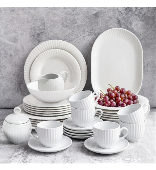 LUBIANA DAISY ROYAL Serwis obiadowo - kawowy 12 osób / 76 elementów | biała porcelana