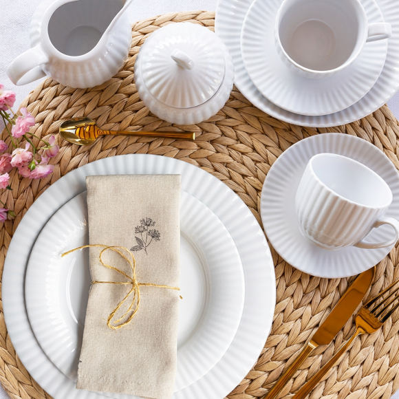 LUBIANA DAISY ROYAL Serwis obiadowo - kawowy 12 osób / 76 elementów | biała porcelana