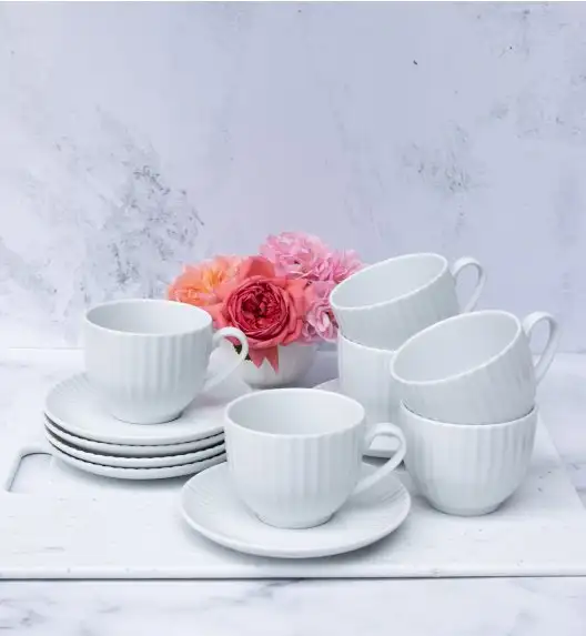 LUBIANA DAISY ROYAL Serwis obiadowo - kawowy 18 osób / 112 elementów | biała porcelana
