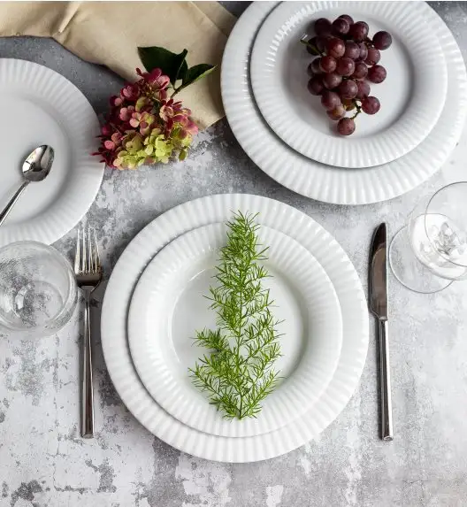 LUBIANA DAISY ROYAL Serwis obiadowo - kawowy 18 osób / 112 elementów | biała porcelana