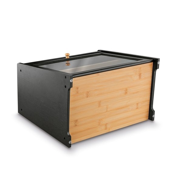 TADAR Chlebak bambusowy z półką 40x25x35 cm / czarny