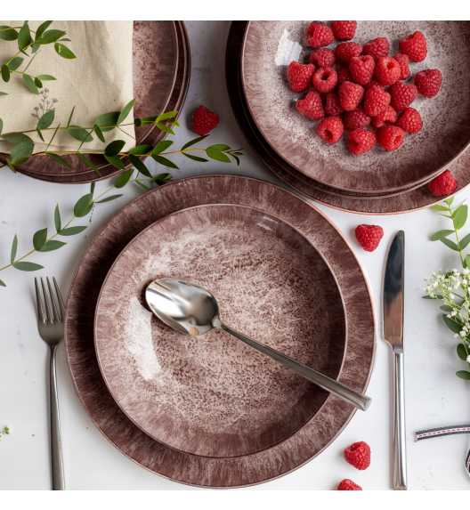 KAIA HOME Ceramiczny zestaw obiadowy 18 el / 6 os brązowy