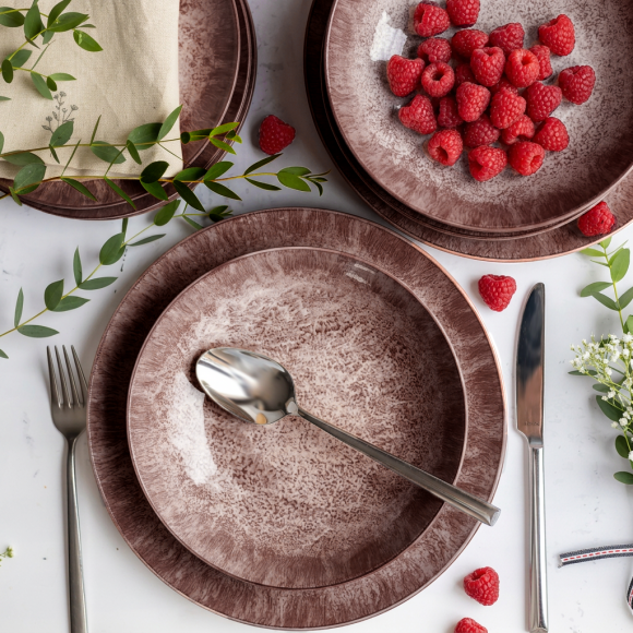 KAIA HOME Ceramiczny zestaw obiadowy 18 el / 6 os brązowy