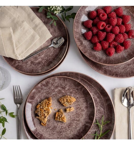 KAIA HOME Ceramiczny zestaw obiadowy 18 el / 6 os brązowy
