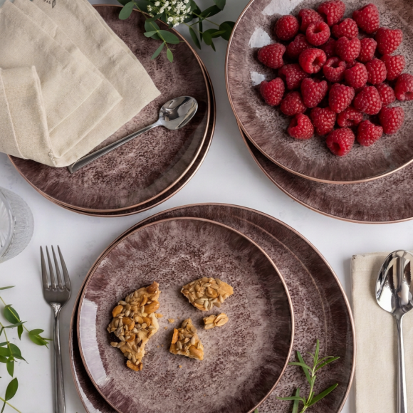 KAIA HOME Ceramiczny zestaw obiadowy 18 el / 6 os brązowy
