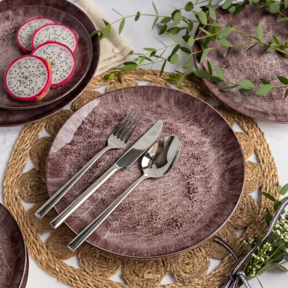 KAIA HOME Ceramiczny zestaw obiadowy 18 el / 6 os brązowy