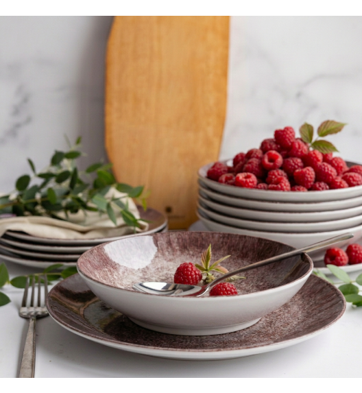 KAIA HOME Ceramiczny zestaw obiadowy 18 el / 6 os brązowy