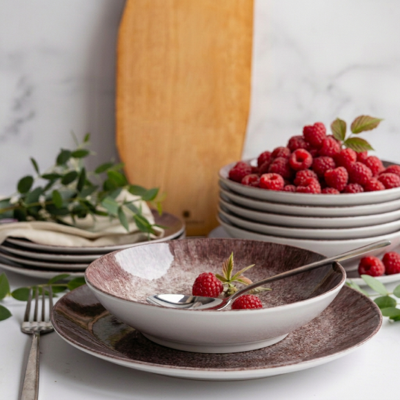 KAIA HOME Ceramiczny zestaw obiadowy 18 el / 6 os brązowy