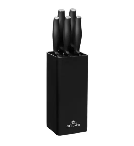 GERLACH COMFORT 985 Zestaw 5 noży w bloku czarnym + Ostrzałka 3w1 uni czarna