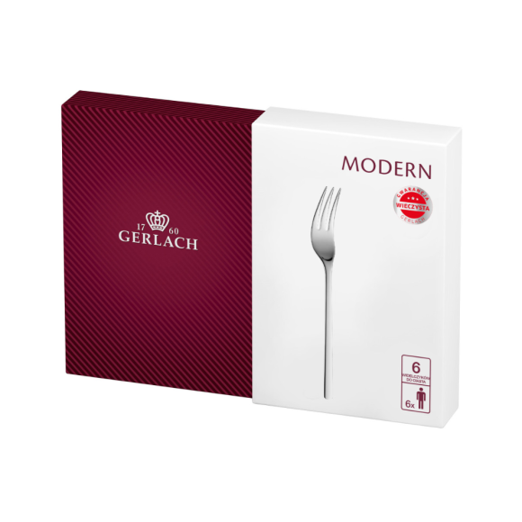 GERLACH MODERN Sztućce Widelczyki do ciasta 6 el dla 6 osób / pudełko / połysk