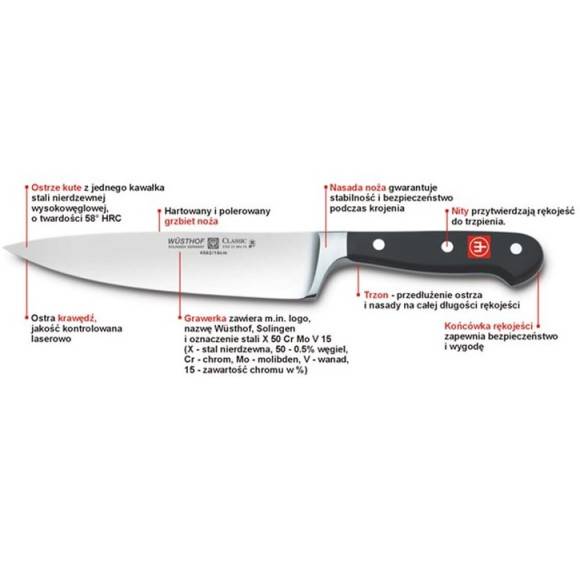 WUSTHOF CLASSIC Nóż szefa kuchni 18 cm / stal wysokowęglowa