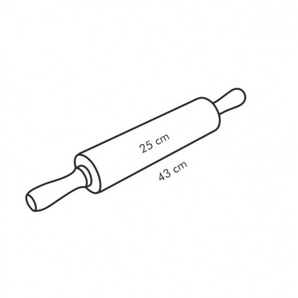 TESCOMA DELICIA Wałek do ciasta 25 cm / stal nierdzewna + drewno kauczukowca